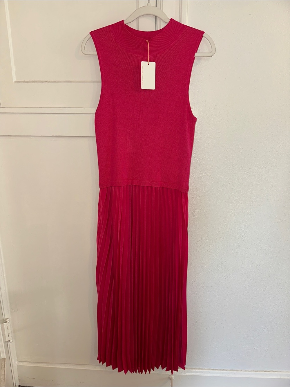 NWT- Pink Dress Knit Top, pleated Bottom